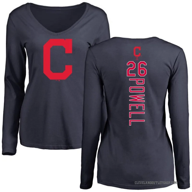 Boog Powell Women's Navy Cleveland Guardians Backer Slim Fit Long Sleeve T-Shirt -