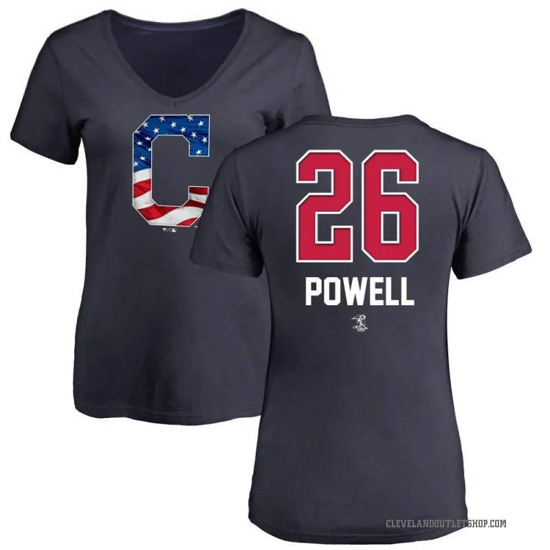 Boog Powell Women's Navy Cleveland Guardians Name and Number Banner Wave V-Neck T-Shirt -