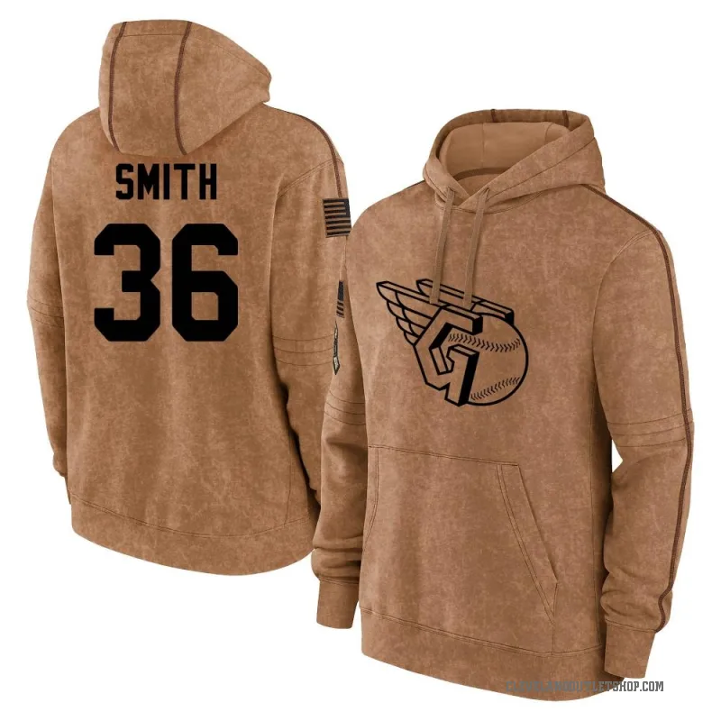 Cade Smith Men's Brown Cleveland Guardians 2023 Salute to Service Club Pullover Hoodie