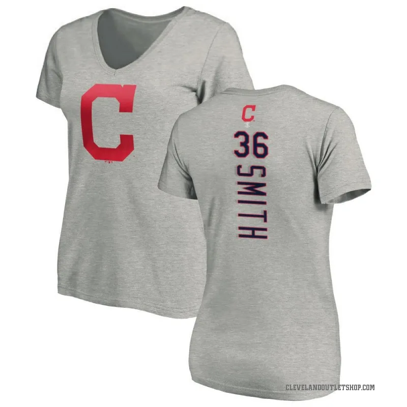 Cade Smith Women's Ash Cleveland Guardians Backer Slim Fit T-Shirt -