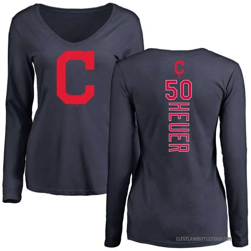 Codi Heuer Women's Navy Cleveland Guardians Backer Slim Fit Long Sleeve T-Shirt -