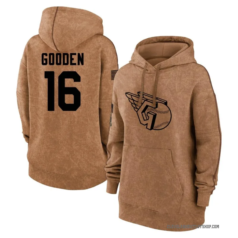 Dwight Gooden Women's Brown Cleveland Guardians 2023 Salute to Service Pullover Hoodie