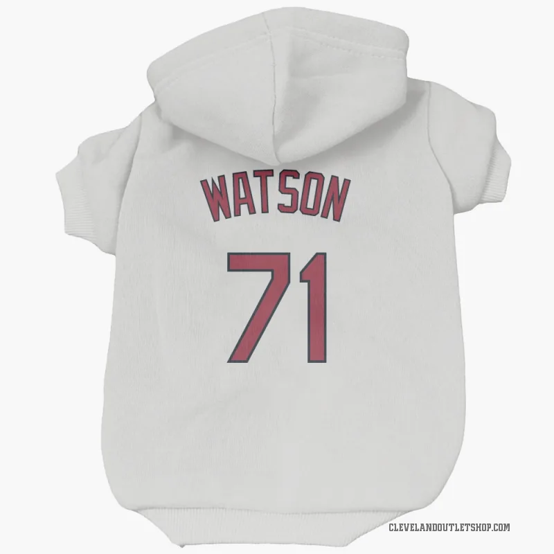 Kahlil Watson  White Cleveland Guardians  Cat & Dog Pet Hoodie