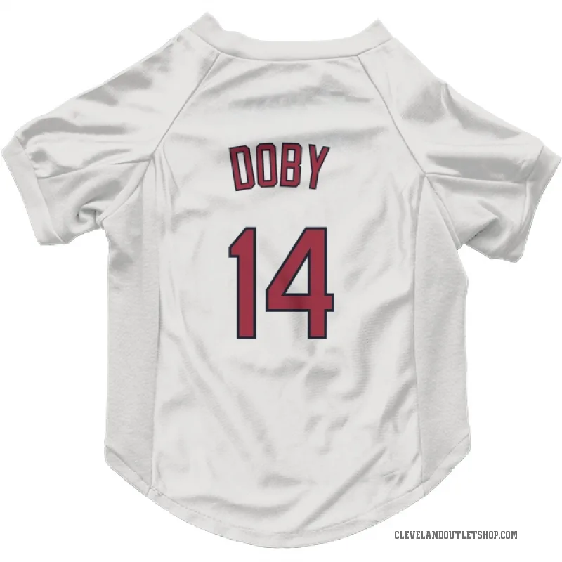 Larry Doby  White Cleveland Guardians  Cat & Dog Pet Jersey