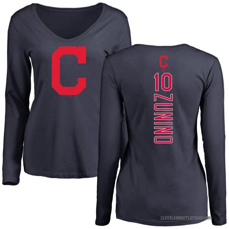 Mike Zunino Women's Navy Cleveland Guardians Backer Slim Fit Long Sleeve T-Shirt -