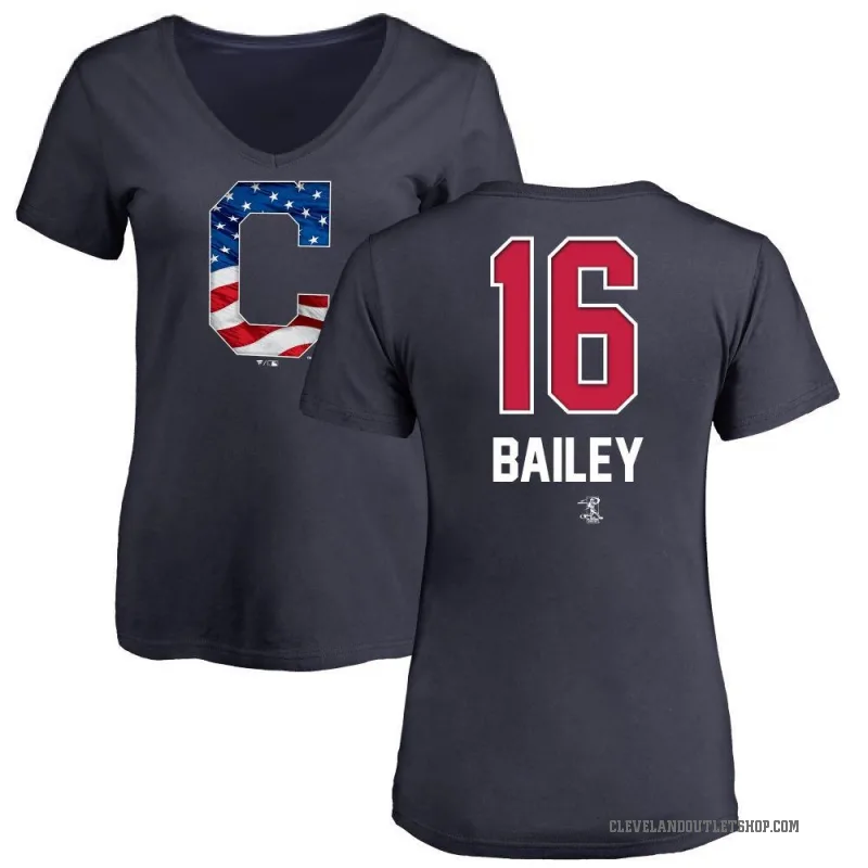 Patrick Bailey Women's Navy Cleveland Guardians Name and Number Banner Wave V-Neck T-Shirt -