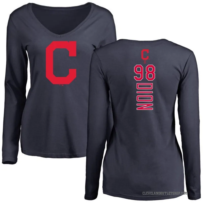 Will Dion Women's Navy Cleveland Guardians Backer Slim Fit Long Sleeve T-Shirt -