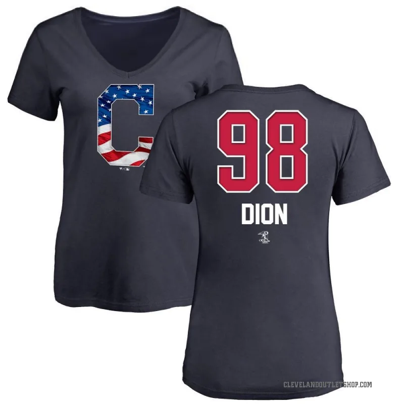 Will Dion Women's Navy Cleveland Guardians Name and Number Banner Wave V-Neck T-Shirt -