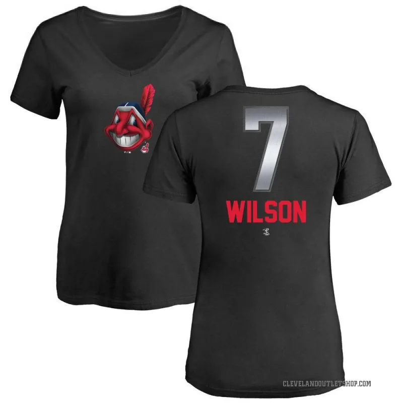 Will Wilson Women's Black Cleveland Guardians Midnight Mascot V-Neck T-Shirt -