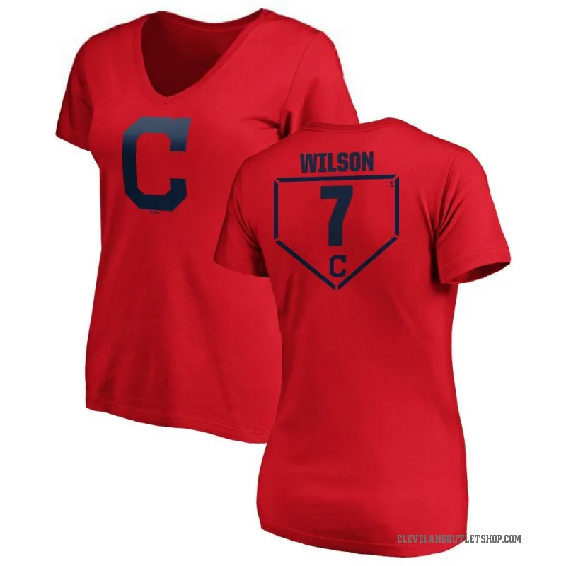 Will Wilson Women's Red Cleveland Guardians RBI Slim Fit V-Neck T-Shirt -