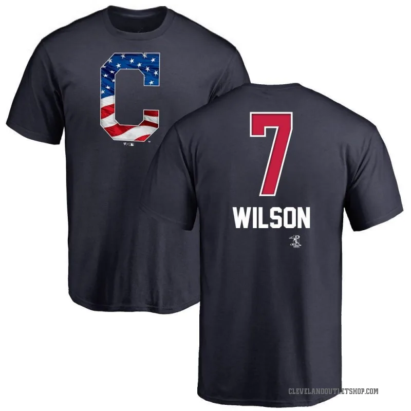 Will Wilson Youth Navy Cleveland Guardians Name and Number Banner Wave T-Shirt -